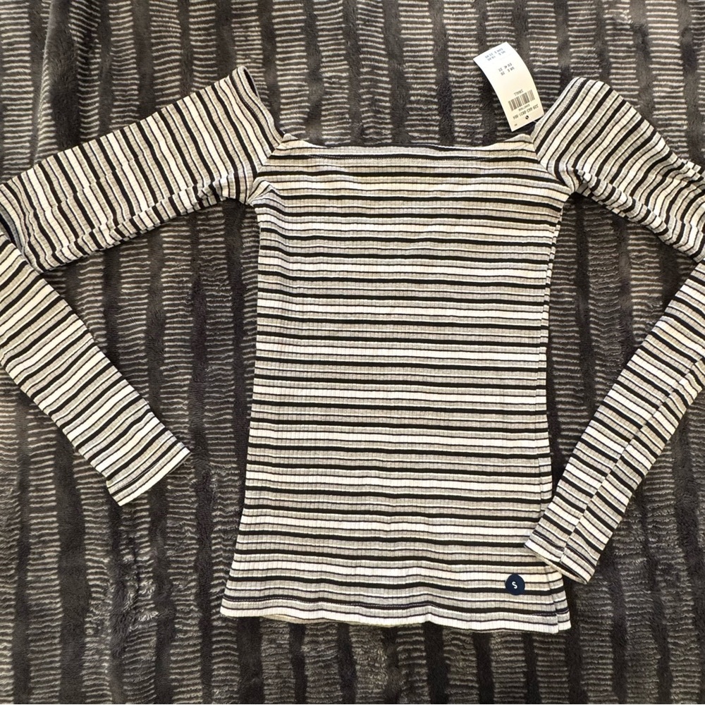 Hollister Black and White Striped Top